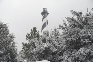 Cape Hatteras Lighthouse in Snow