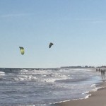 Kiteboarders at Frisco Pier